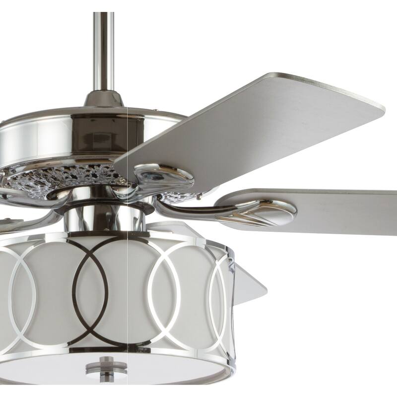 Kate 3-Light Transitional Glam Drum Shade LED Ceiling Fan With Remote, by JONATHAN Y - 52"
