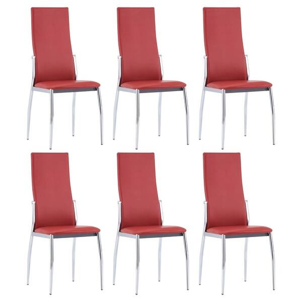 Vidaxl Dining Chairs 6 Pcs Red Faux Leather Overstock 31409101