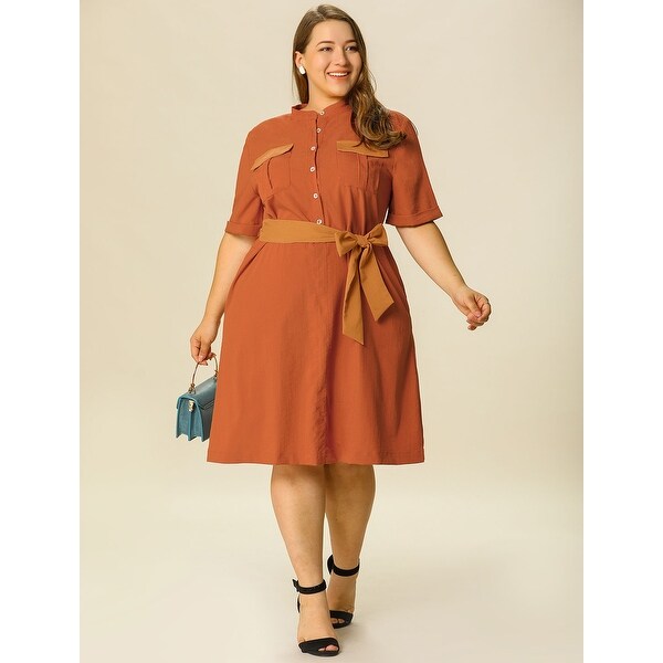 tie waist midi shirt dress