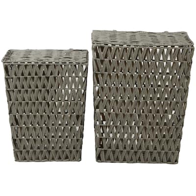 Metal Storage Basket with Matching Lids - Set of 2 Gray - Roche River Decor - 14"W x 18"L x 22"H