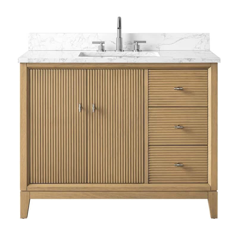 Vanity Art 42" Freestanding Bathroom Vanity with Engineered Marble Top and Sink
