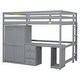 preview thumbnail 9 of 32, Wooden Loft Bed with Built-in Desk,A Wardrobe,Three Drawers,an Open Storage Cabinet,Full Size