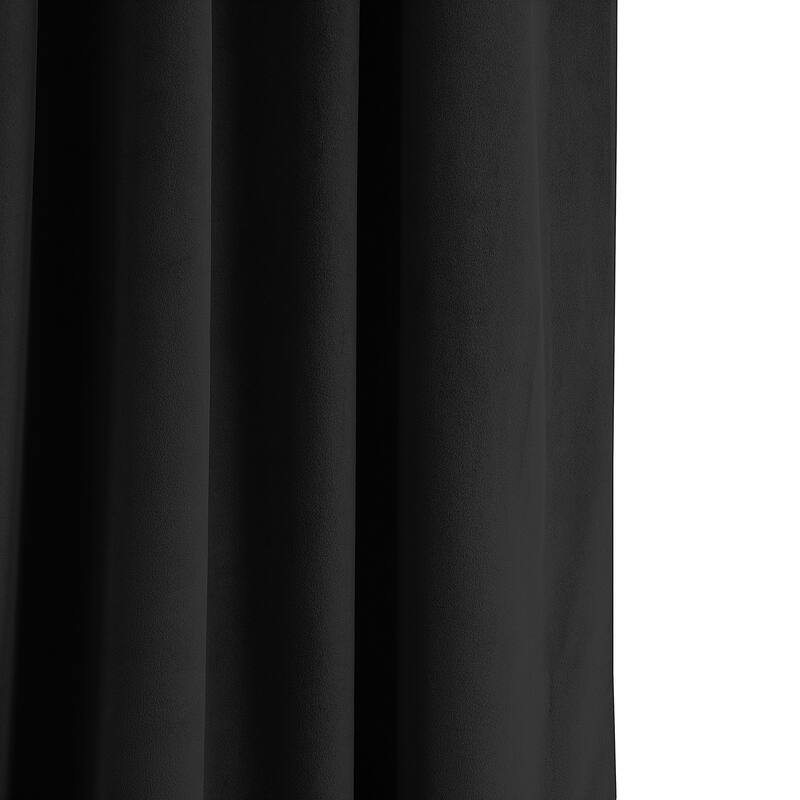 Exclusive Fabrics Signature Warm Black Velvet Single Blackout Curtain Panel