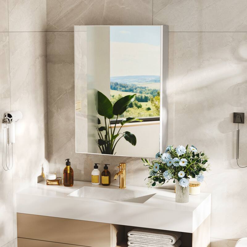 Bathroom Mirror Medicine Cabinet Recessed or Surface Mount with Adjustable Shelves - 20x5x28 inch