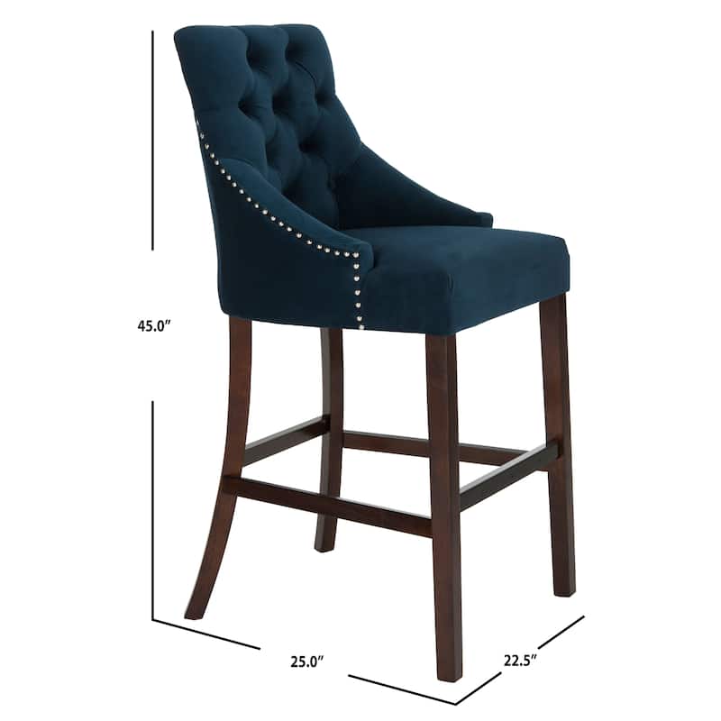 SAFAVIEH Clara 30-inch Tufted Wing Back Bar Stool (Set of 2) - 22.5" x 25" x 45" - 23Wx25Dx45H