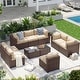 preview thumbnail 107 of 179, AOXUN Fire Pit Conversation Set Rattan Sofa Set Outdoor Furniture With Cushions Brown Beige - 10-Piece