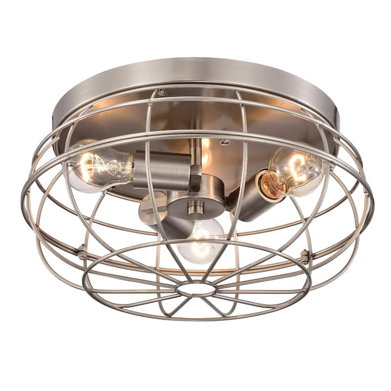 Antoine 3-Light Metal Dome Cage Flush Mount