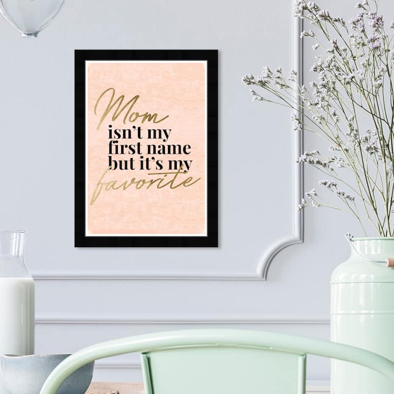 Wynwood Studio 'My Favorite Name Mom Blush Velvet' Typography and Quotes Wall Art Framed Print Family - Gold, Orange