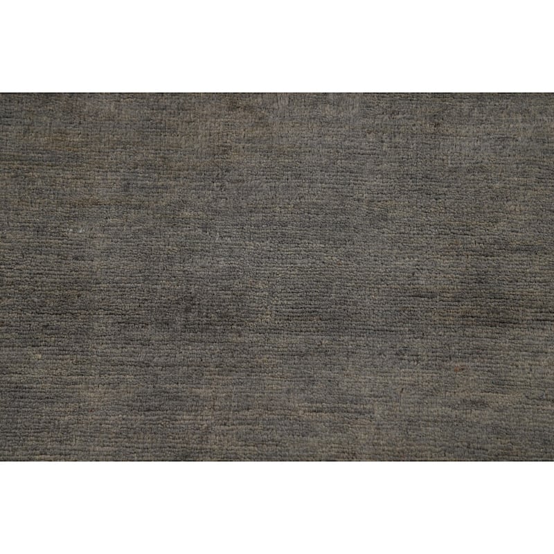 Gray Modern Gabbeh Runner Rug Hand-Knotted Wool Carpet - 3'0" x 9'8"