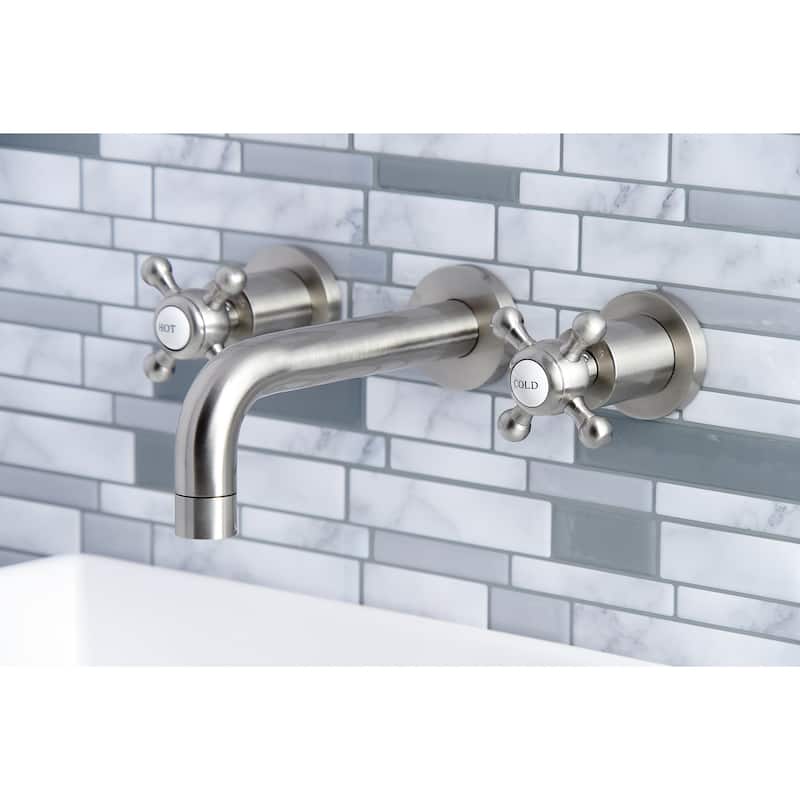Kingston Brass Metropolitan Two-Handle 3-Hole Wall Mount Bathroom Faucet - Brushed Nickel