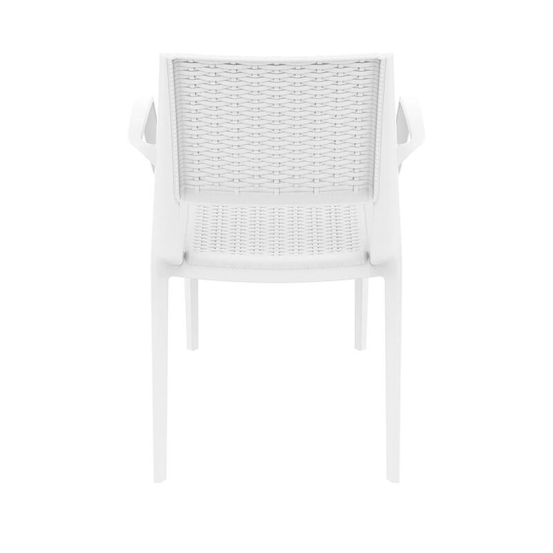 32" White Outdoor Patio Wickerlook Dining Arm Chair