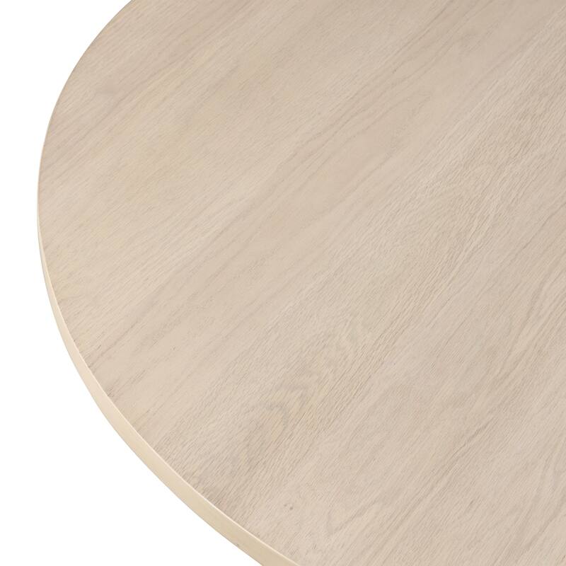 Furniture of America Zailen Mid-Century Modern 7-Piece White Oak Solid Wood Oval Dining Set