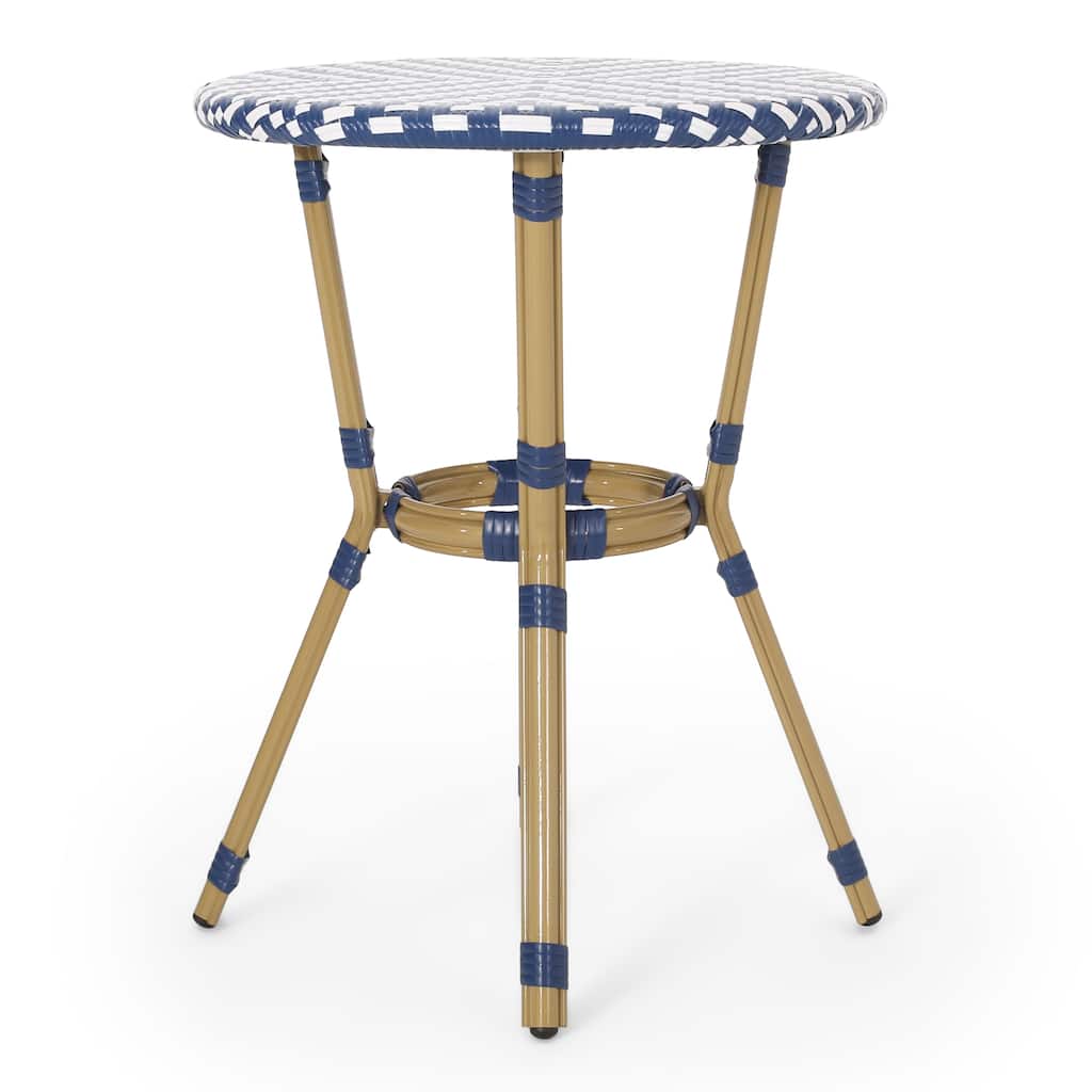 Picardy Outdoor Aluminum and Wicker Outdoor French Cafe Table by Christopher Knight Home - 21.75"L x 21.75"W x 28.50"H