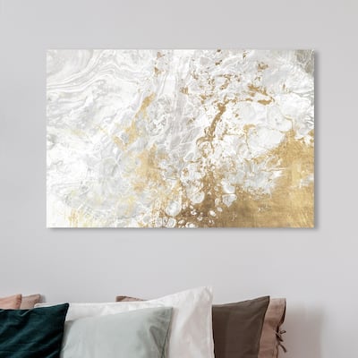 Wynwood Studio Canvas Abstract Marbelized Love Pure Gold and Metallic Gold Modern & Contemporary Wall Art Canvas Print