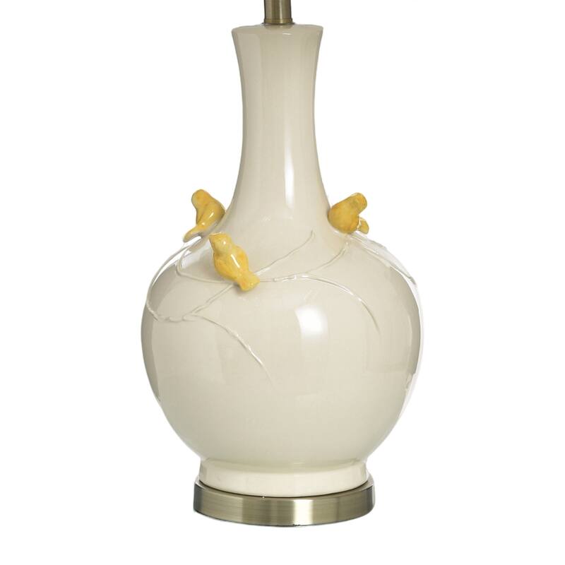 StyleCraft Ceramic Table Lamp - Solin Cream & Yellow - White Shade