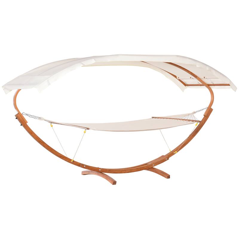 Cotton Hammock with Stand & Canopy - White