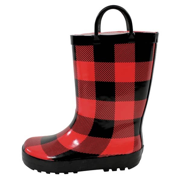 slide 1 of 1, Hudson Baby Rain Boots, Buffalo Plaid 10T - Medium - Buffalo Plaid