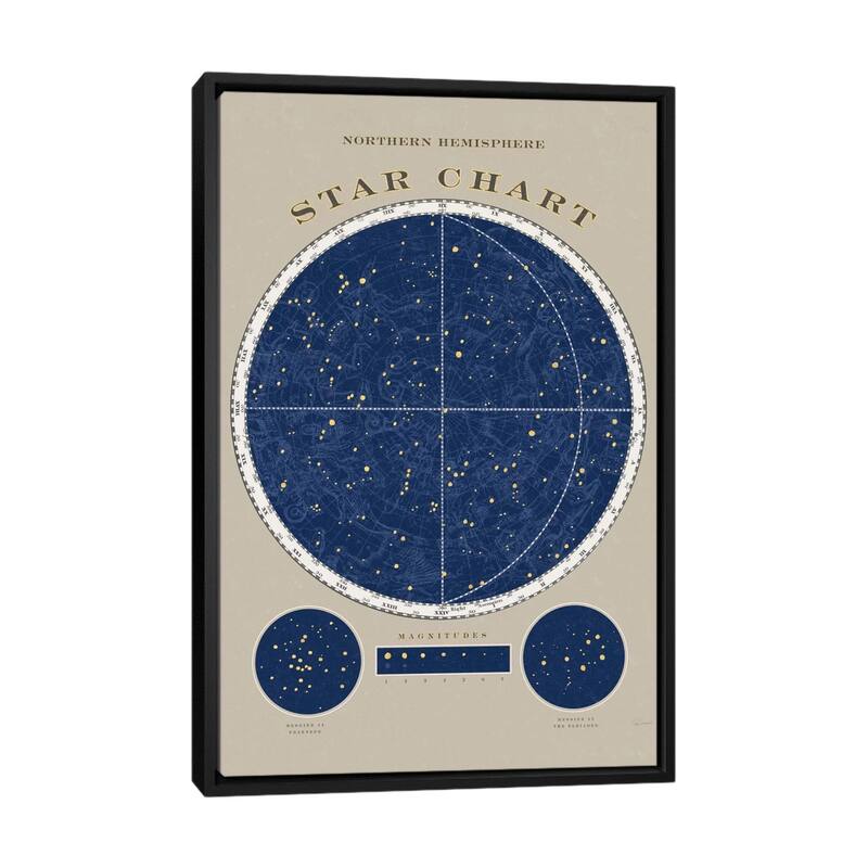 iCanvas "Northern Hemisphere Star Chart" by Sue Schlabach Framed Canvas Print - Black - 40x26