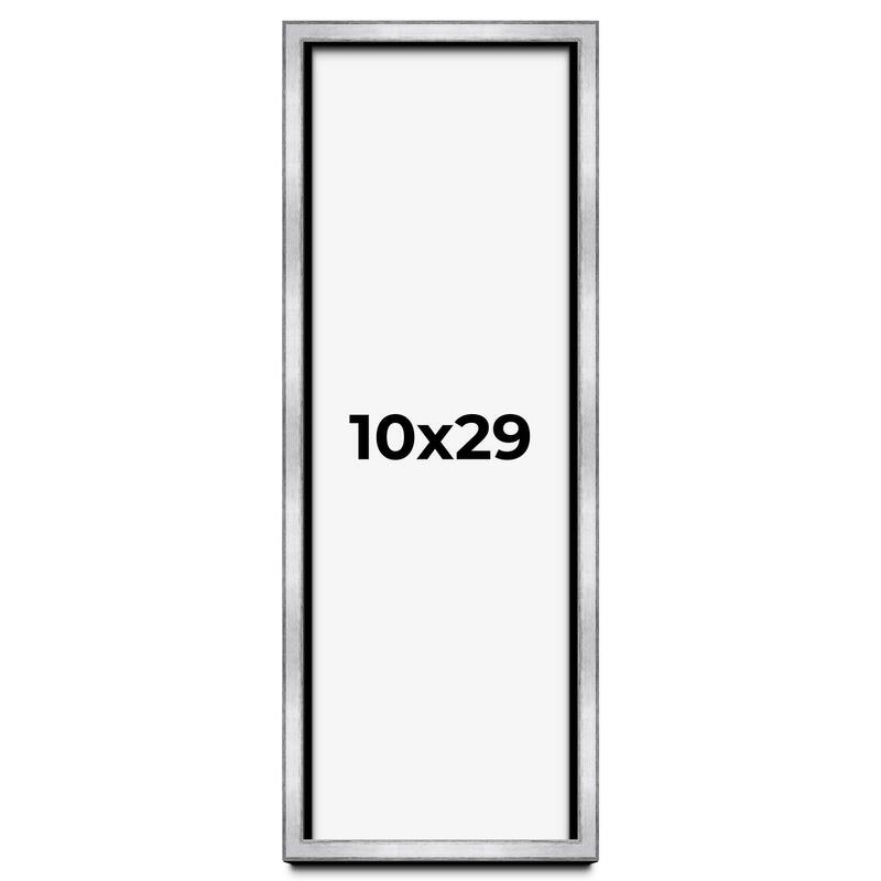 10x29 Shadow Box Frame Silver | 1.375 Inches Deep Real Wood