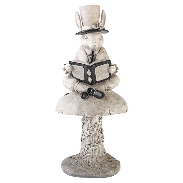 Shop Lighted Solar Garden Sculpture Reading Rabbit On Toadstool With Light Up Top Hat 7 In X 16 In Overstock 21754233