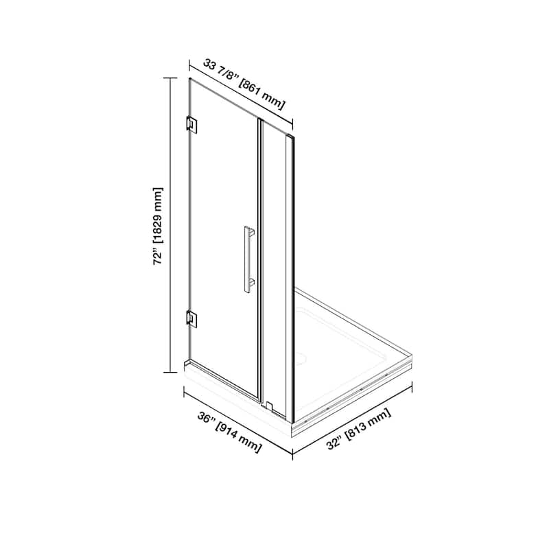 OVE Panama Alcove Frameless Pivot Hinge Shower Door Kit with Base Pan, 2025