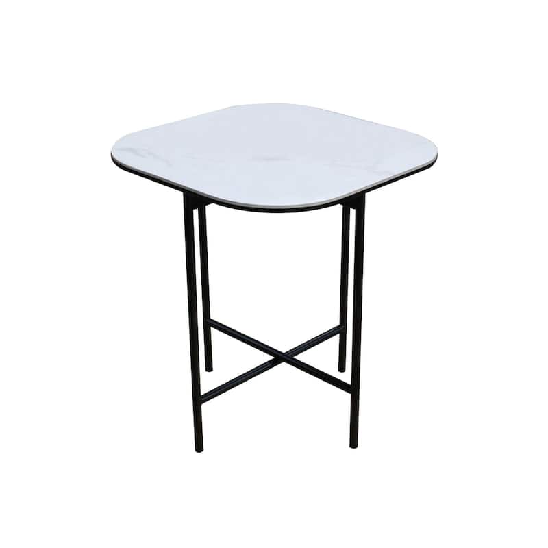 HomeRoots 22" White And Black Ceramic And Metal Square End Table - 20' X '22' X '20
