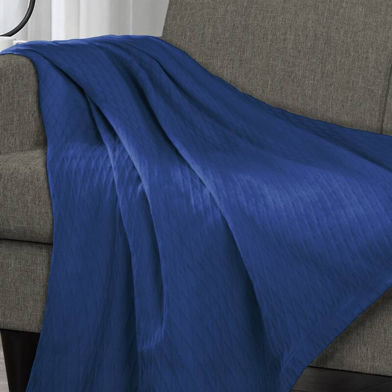 Superior Diamond Weave All-Season Bedding Cotton Blanket - Twin - Merritt Blue