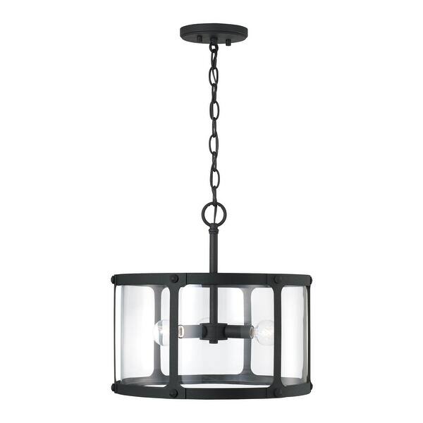 slide 2 of 6, Brennen 3-light Black Iron Convertible Pendant/ Semi-Flush Mount