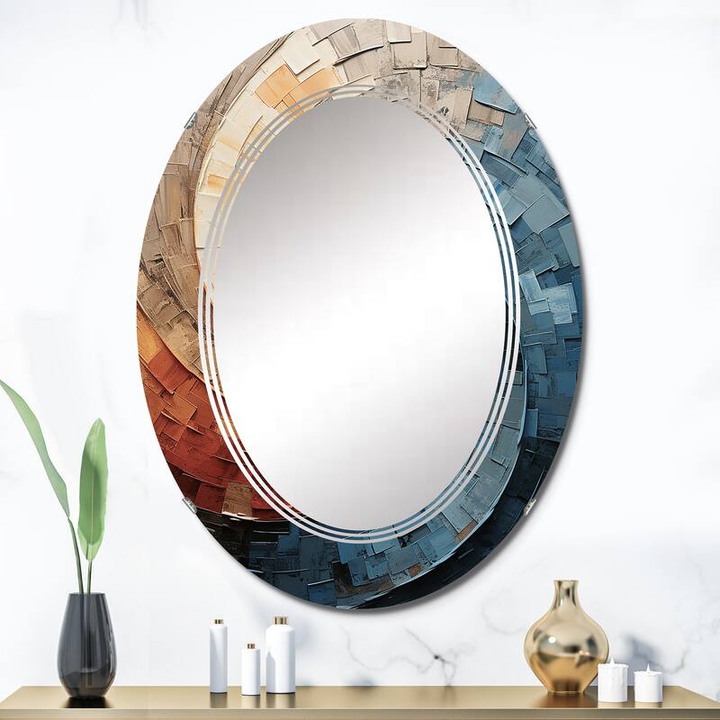 Designart "Collaged Spiral" Abstract Modern Wall Mirror - 24in.x36in.