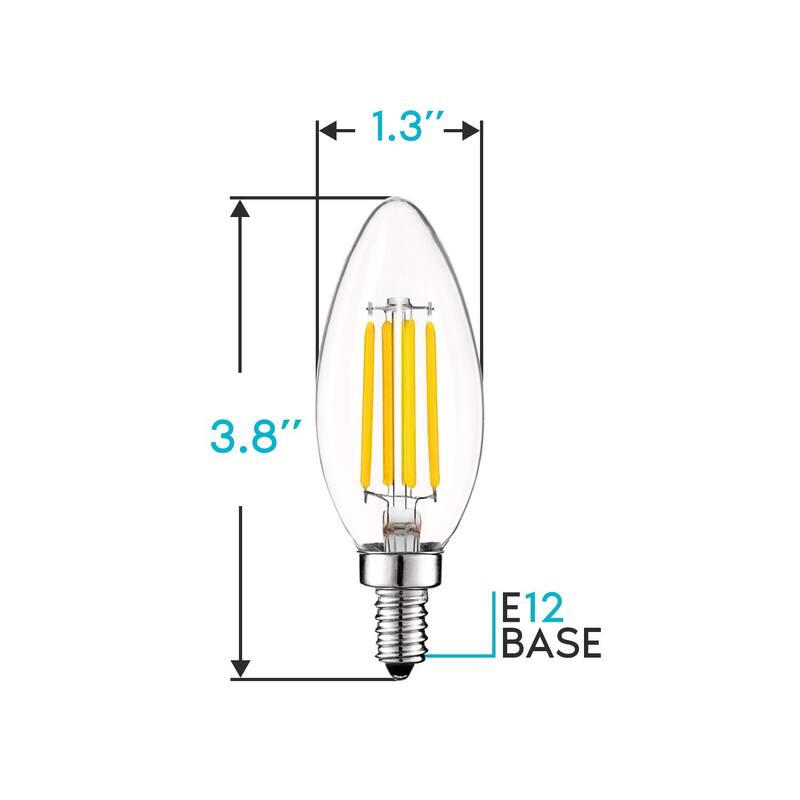 Luxrite Vintage Candelabra LED Bulb 60W Equivalent 550lm 4000K Cool White 5W Dimmable UL Listed E12 Base (24 Pack)
