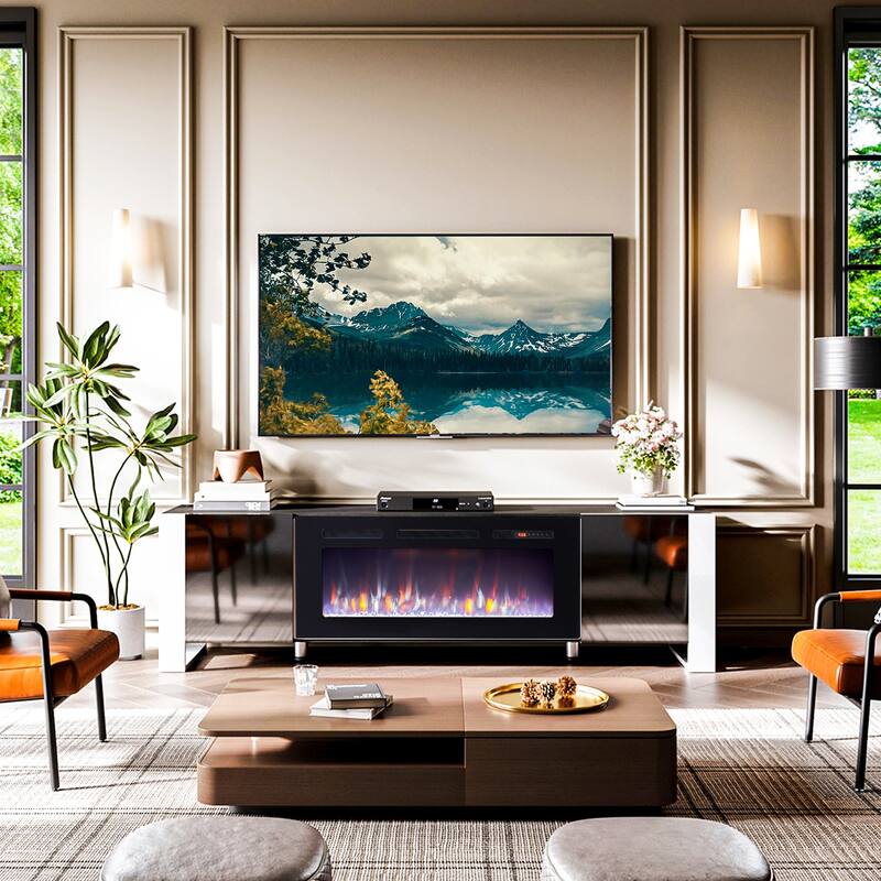 70" Modern Entertainment Center with 36" Fireplace