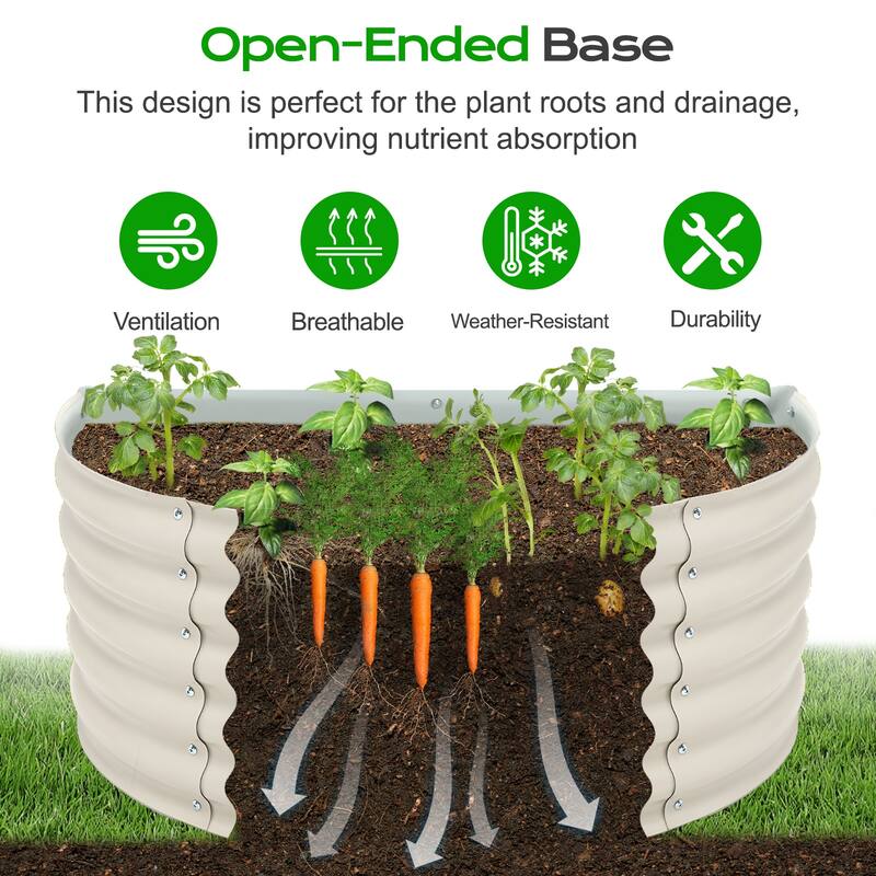 Aoodor Metal Raised Garden Bed - 42''(L) x 24''(W) x 17''(H) - Outdoor Garden Planter Box- Beige (Set of 2)