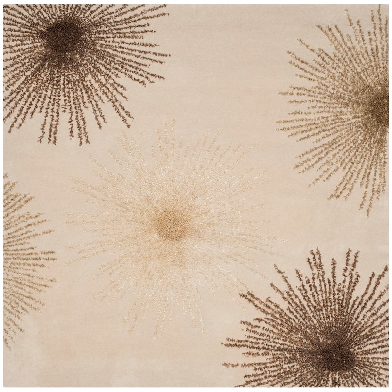 SAFAVIEH Handmade Soho Miyase Burst New Zealand Wool Rug - 6' x 6' Square - Beige
