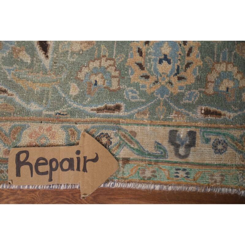 Hand Knotted Oriental 100% Wool Carpet Traditional Floral Oranges & Rust Mashad Area Rug - 10' 10'' X 9' 4''