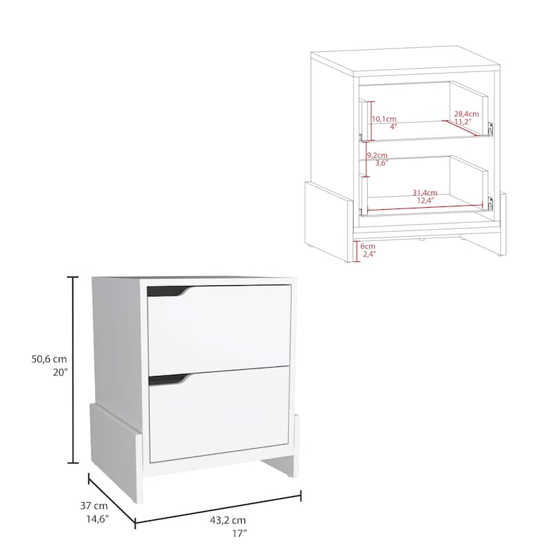 Nightstand for Bedroom, Bedside Table with 2-Drawers