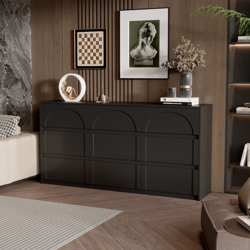 White 9-Drawer Nightstand with Modern Design and Safety Features