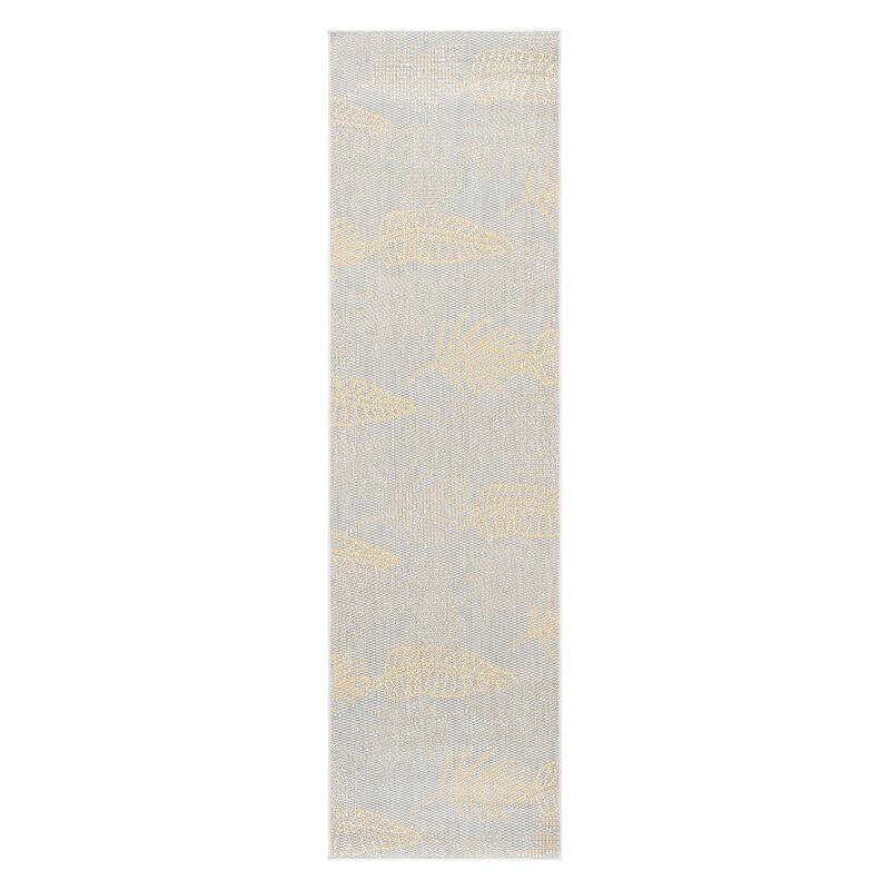 Contemporary Floral Leaves Indoor/Outdoor Flatweave Waterproof Backyard Patio Area Rug