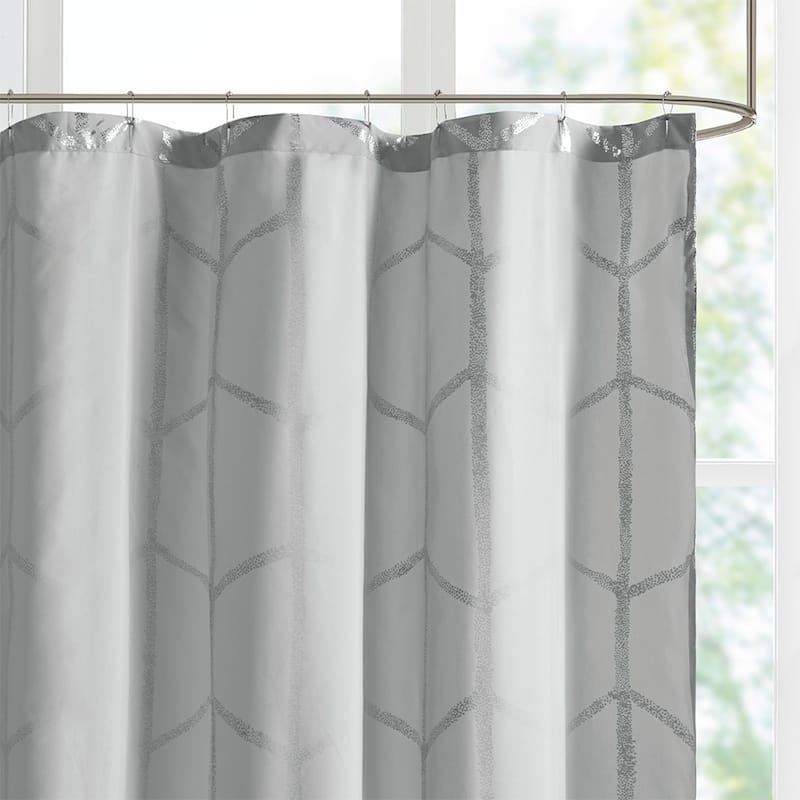 Printed Metallic Shower Curtain