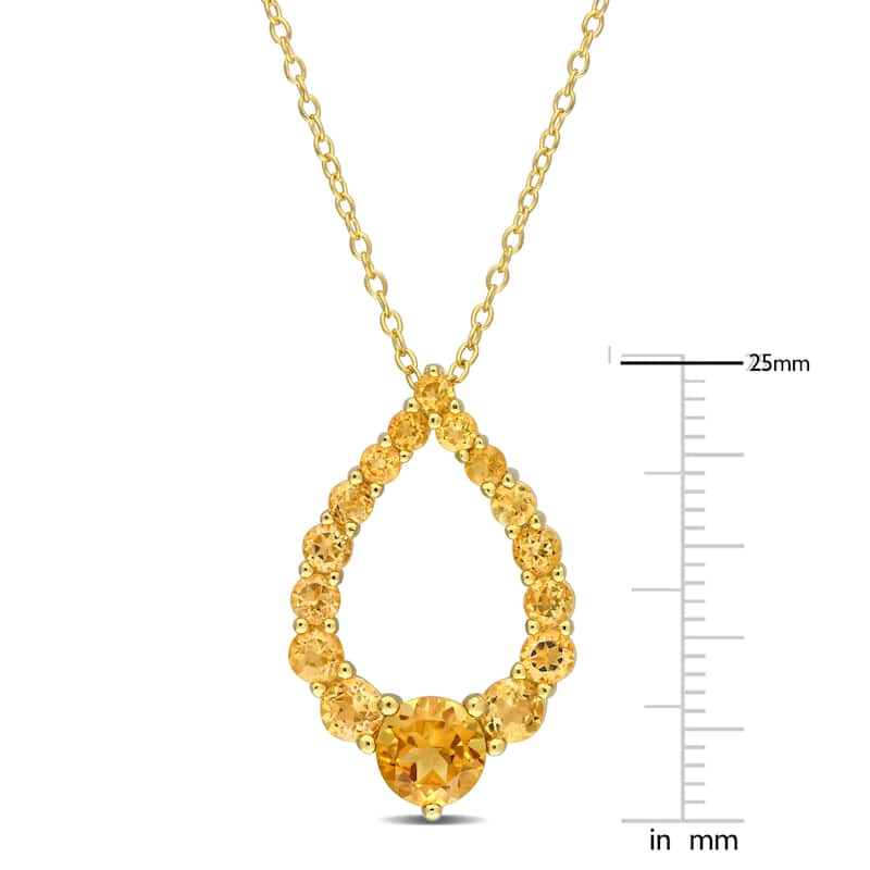Miadora Madeira Citrine Honey Citrine & Citrine Open Necklace in Yellow Plated Sterling Silver