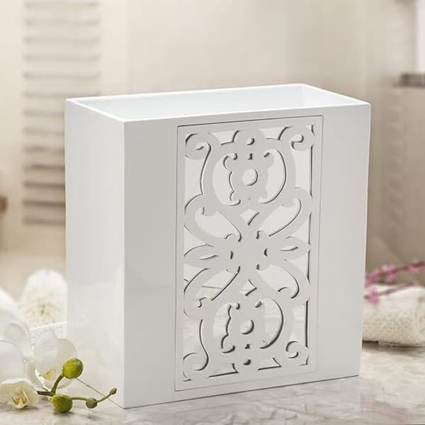 Creative Scents Mirror White Bathroom Wastebasket On Sale