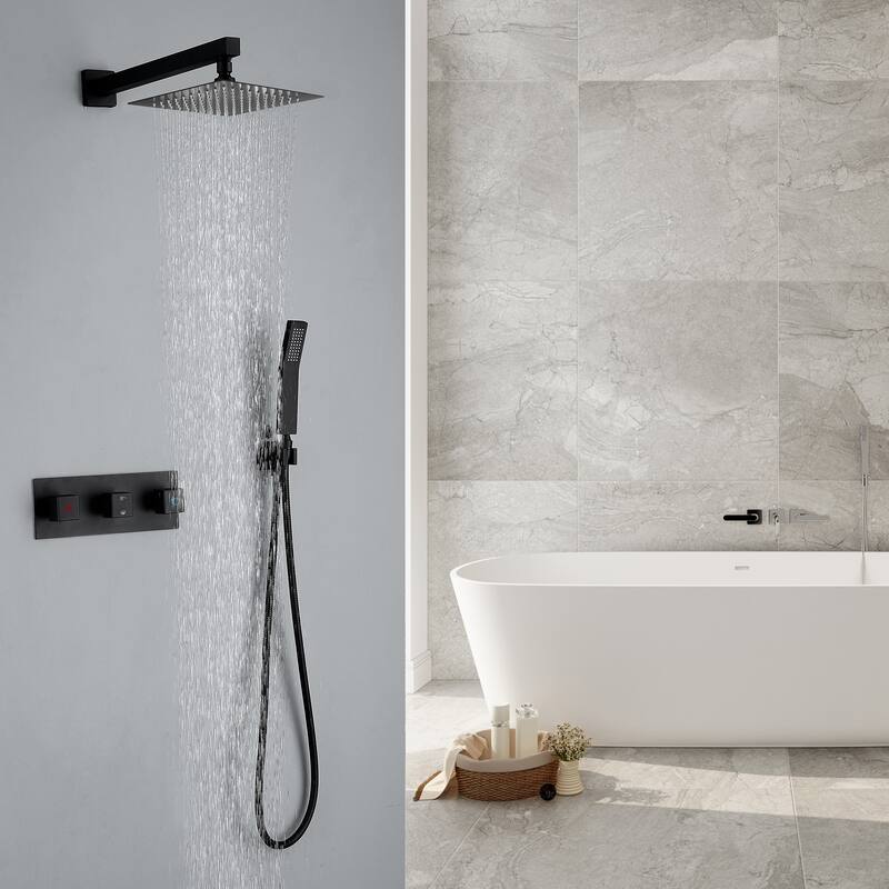 Matte Black two-function concealed shower system