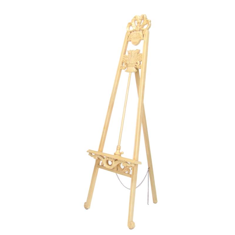 Traditional Style Wooden Easel with Scrollwork Details, Antique White