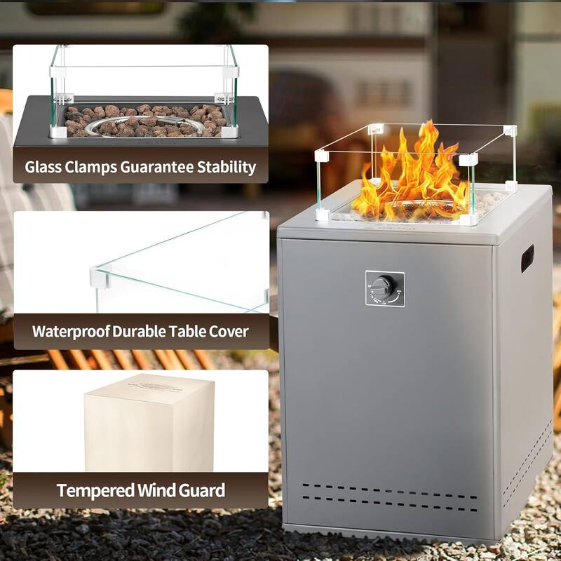 50000BTU Multi-functional Outdoor Fire Pit with Efficient Heating Performance and Easy Assembly, Flexible Flame Control