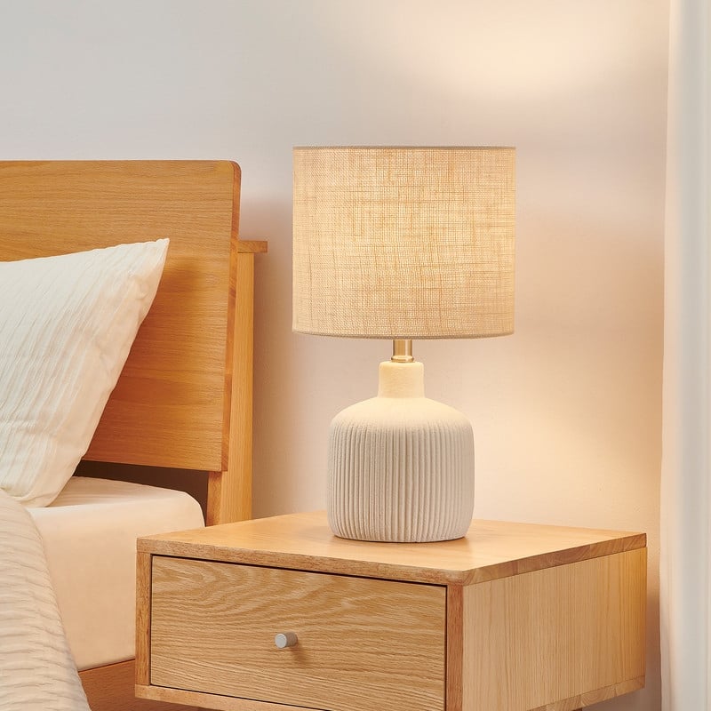 KAWOTI 17.75 inch White Ceramic Table Lamp - W10" * H17.75"