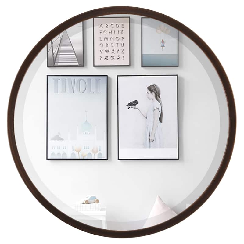 Lincoln Framed Round Mirror - Rubbed Bronze - Rubbed Bronze