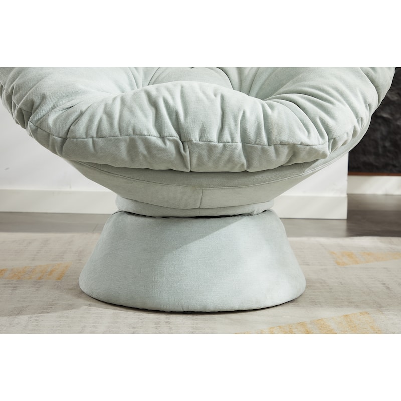 Light Blue 37" Swivel Barrel Chair with Large Cushion