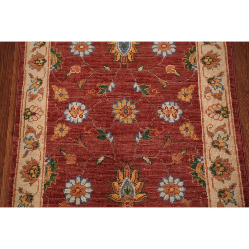 Floral Kazak Oriental Foyer Rug Hand-Knotted Orange Wool Carpet - 2'0" x 3'0"