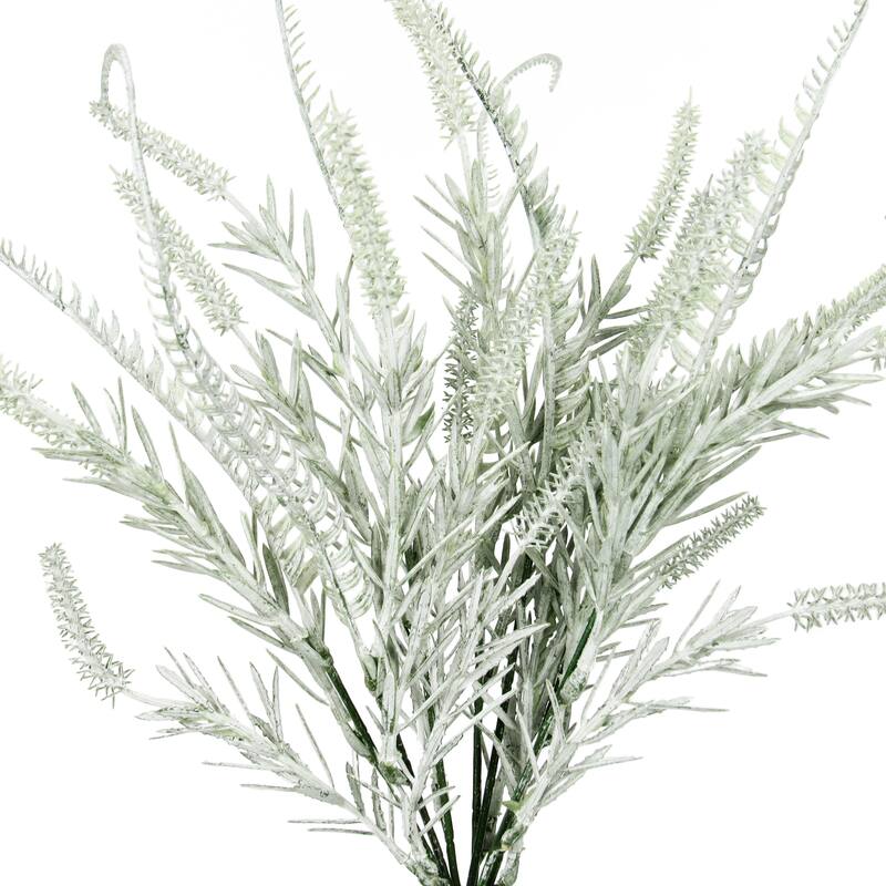 Set of 2 Soft Touch Frosted Green Artificial Mixed Rosemary Fern Leaf Stem Plant Greenery Foliage Bush 14in