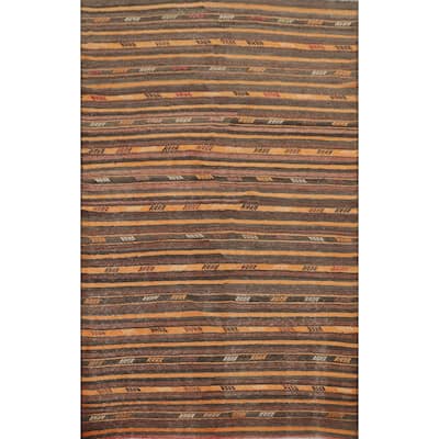 Hand Woven Oriental 100% Wool Carpet Southwestern Tribal Multi-Colored Kilim Area Rug - 8' 9'' X 6' 4''