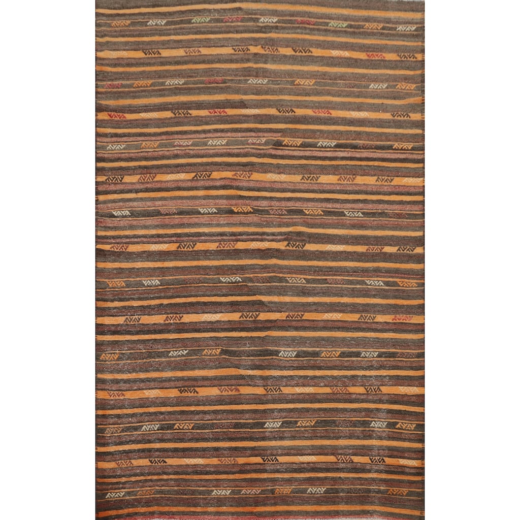 Hand Woven Oriental 100% Wool Carpet Southwestern Tribal Multi-Colored Kilim Area Rug - 8' 9'' X 6' 4''